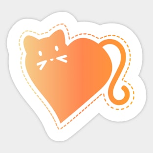 Heart Cat in Orange Sticker